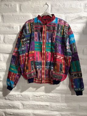 NWT Patchwork Hand Woven Bomber Jacket